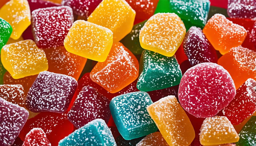 Variety of vibrant freeze-dried candies, highlighting their unique textures and colors